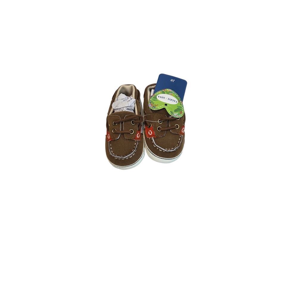 Valen Sina Baby Boys Brown Faux Suede Nautical Boat Shoes